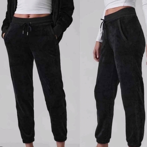Athleta Size XS Recover Cozy Jogger Pull On Black Fleece w/ Pockets Super Warm! - Picture 1 of 10